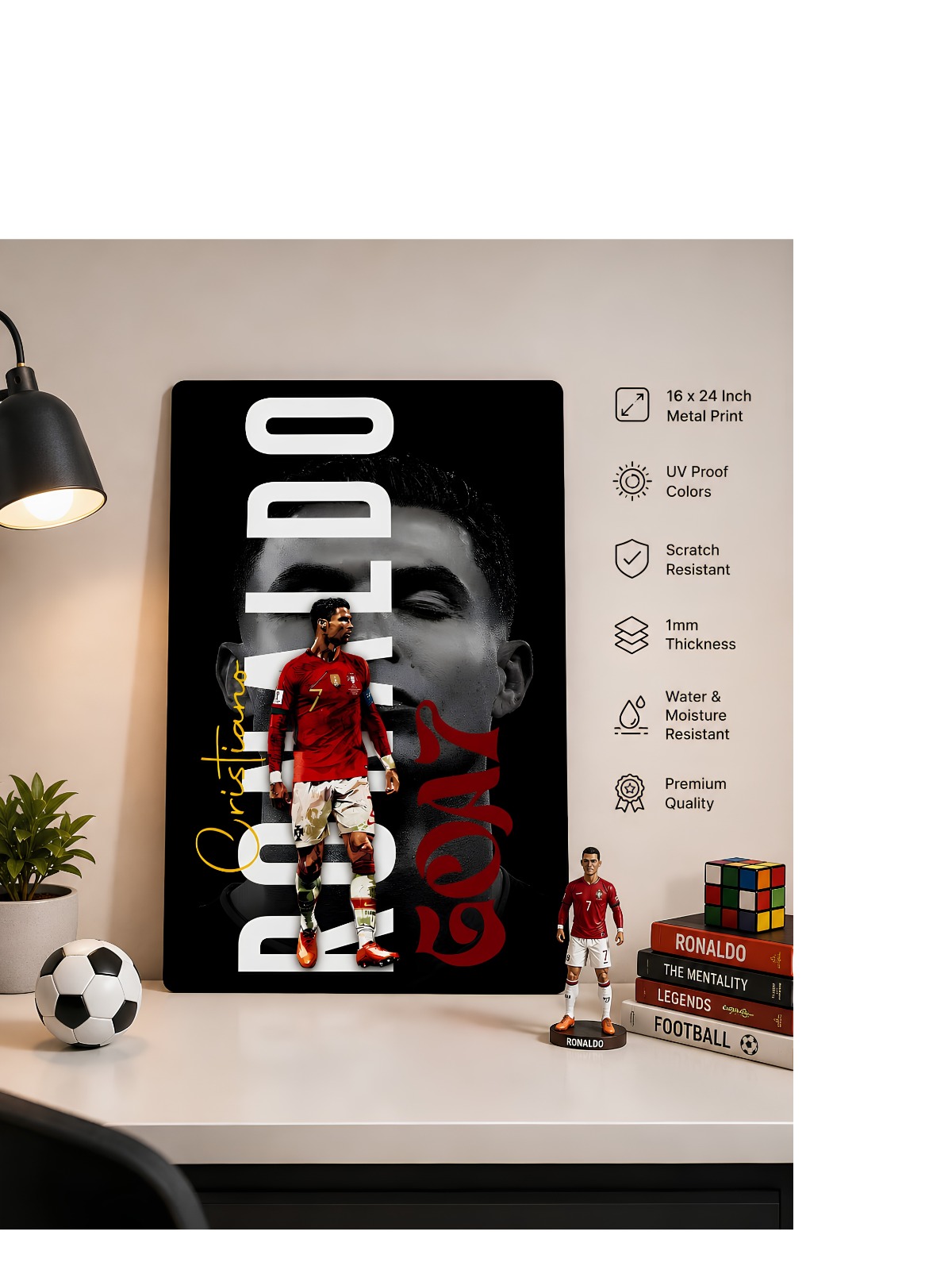 Cristiano Ronaldo Metal Frameless Poster – CR7 Football Wall Art